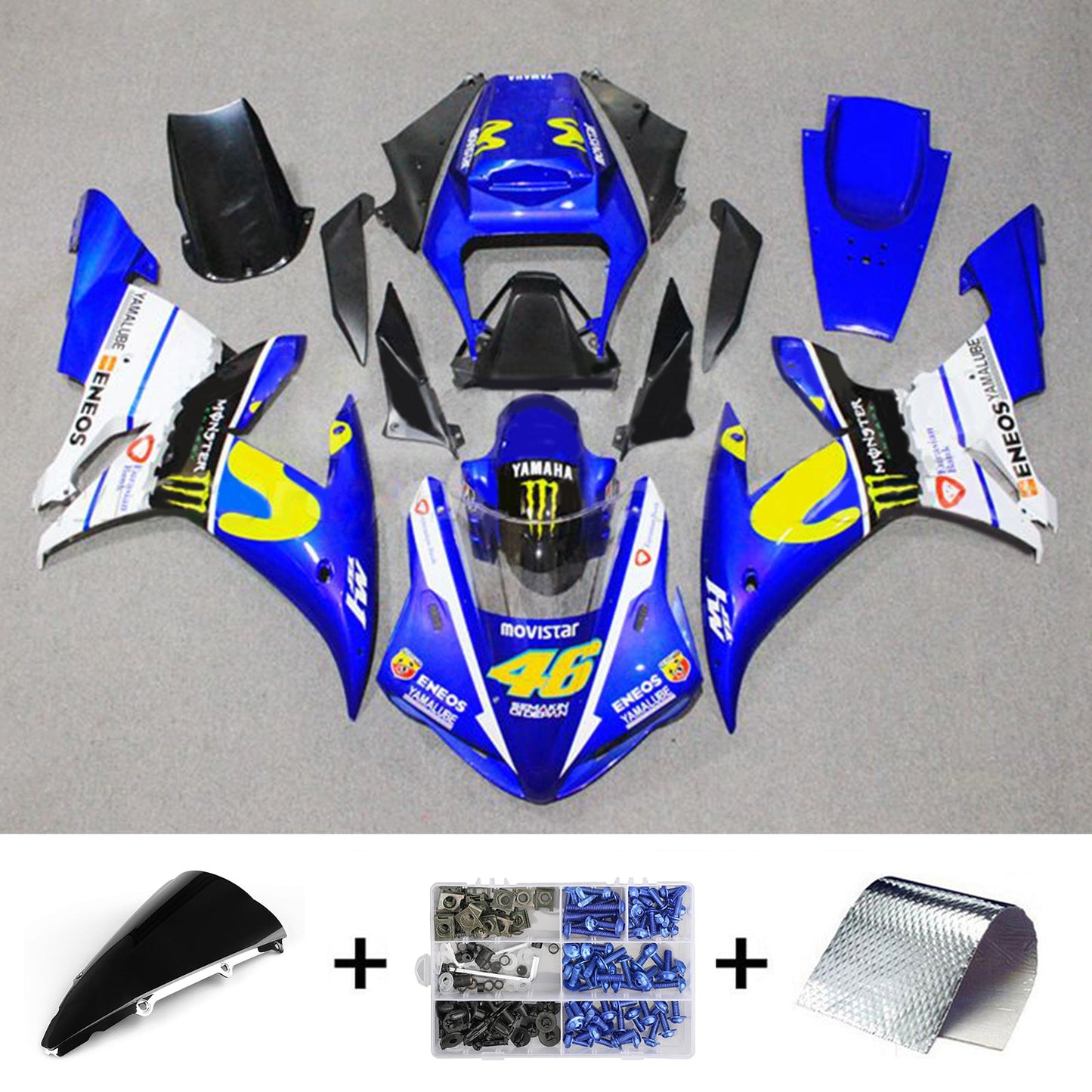 2002-2003 Yamaha YZF-R1 Injection Fairing Kit Bodywork Plastic ABS#35