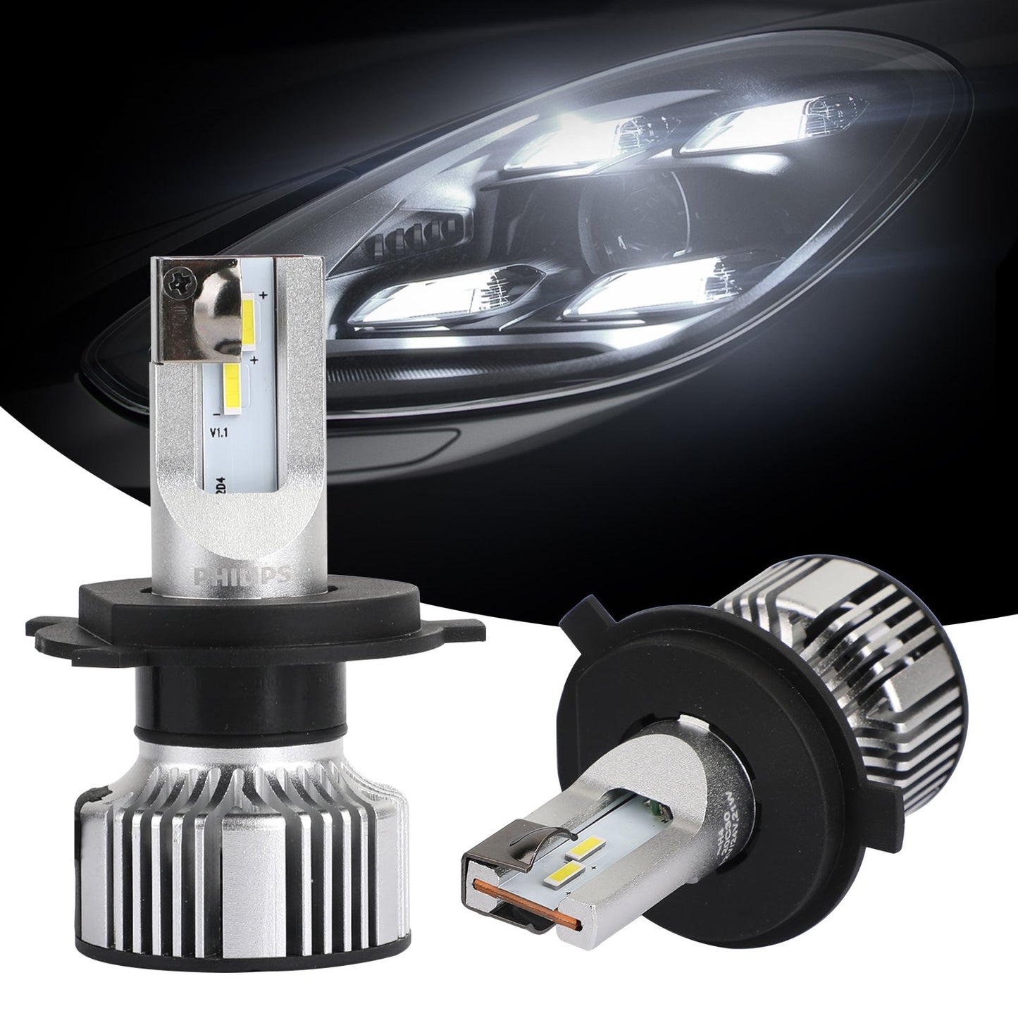 For Philips H4 Led Ultinon Essential Car White Headlight Bulbs 6500K 21W 2Pcs