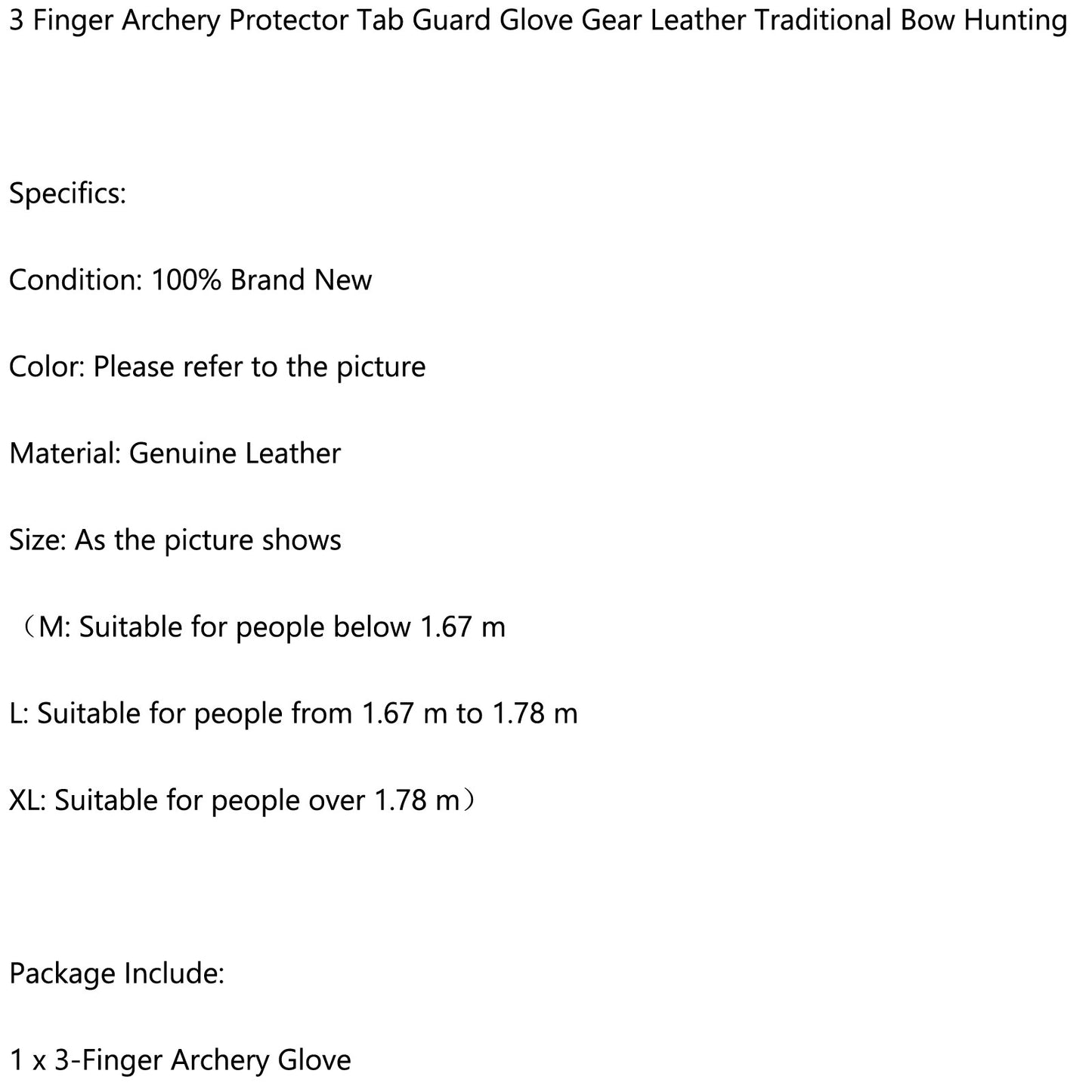 Finger Glove Tab Protector Huntin Leather Gear 3 Guard Bow Archery Traditional