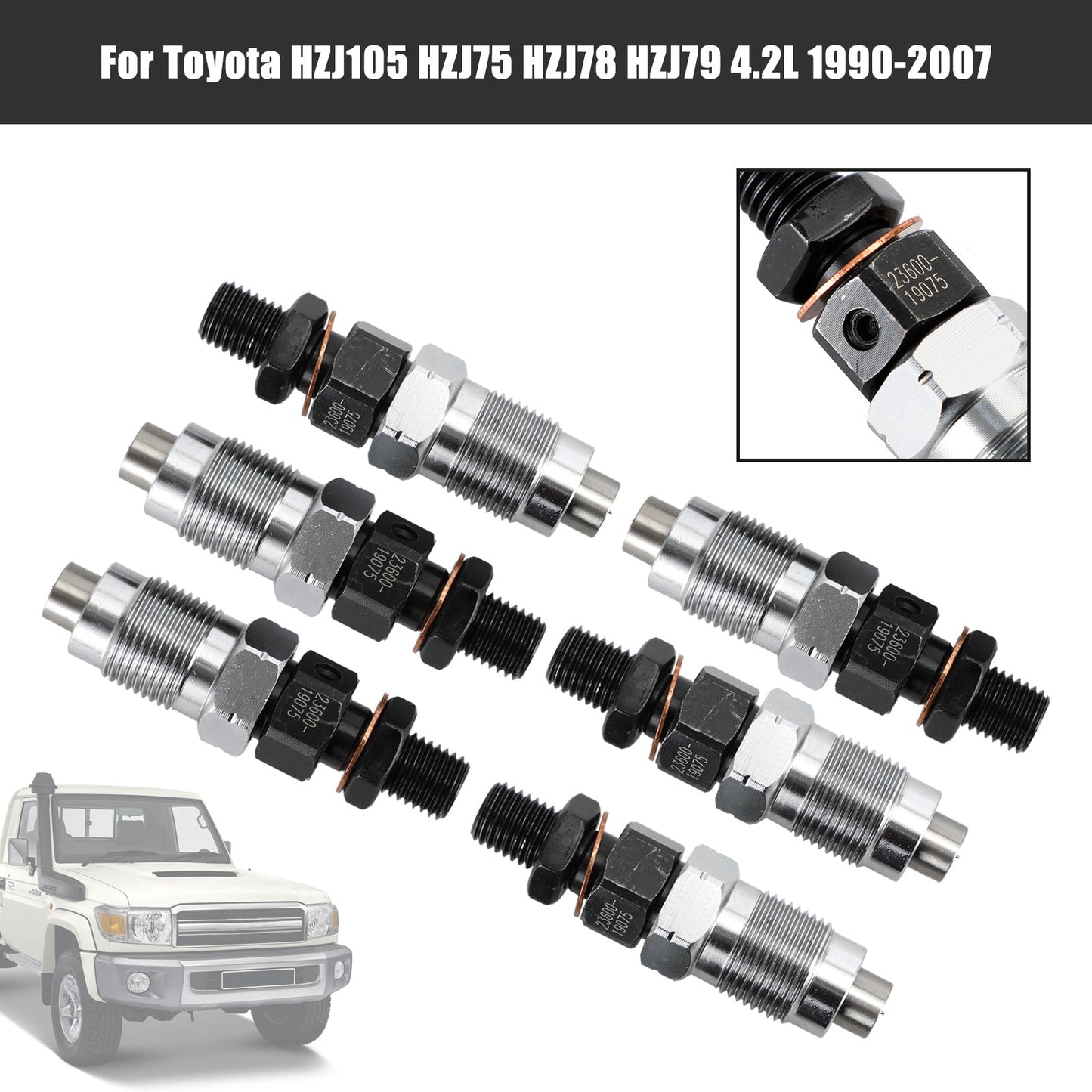 1990-2007 Toyota HZJ105 HZJ75 HZJ78 HZJ79 6PCS Fuel Injectors 23600-19075 Fedex Express