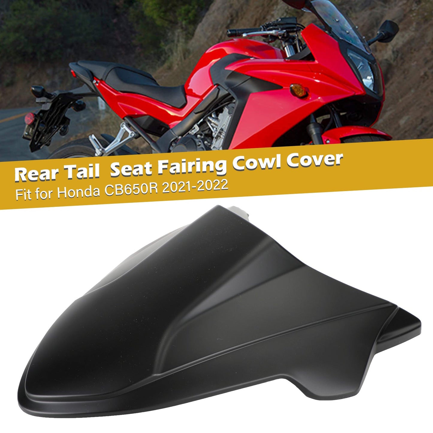 Rear Tail Seat Fairing Cowl Cover for Honda CB650R CBR650R 2021-2022 Black