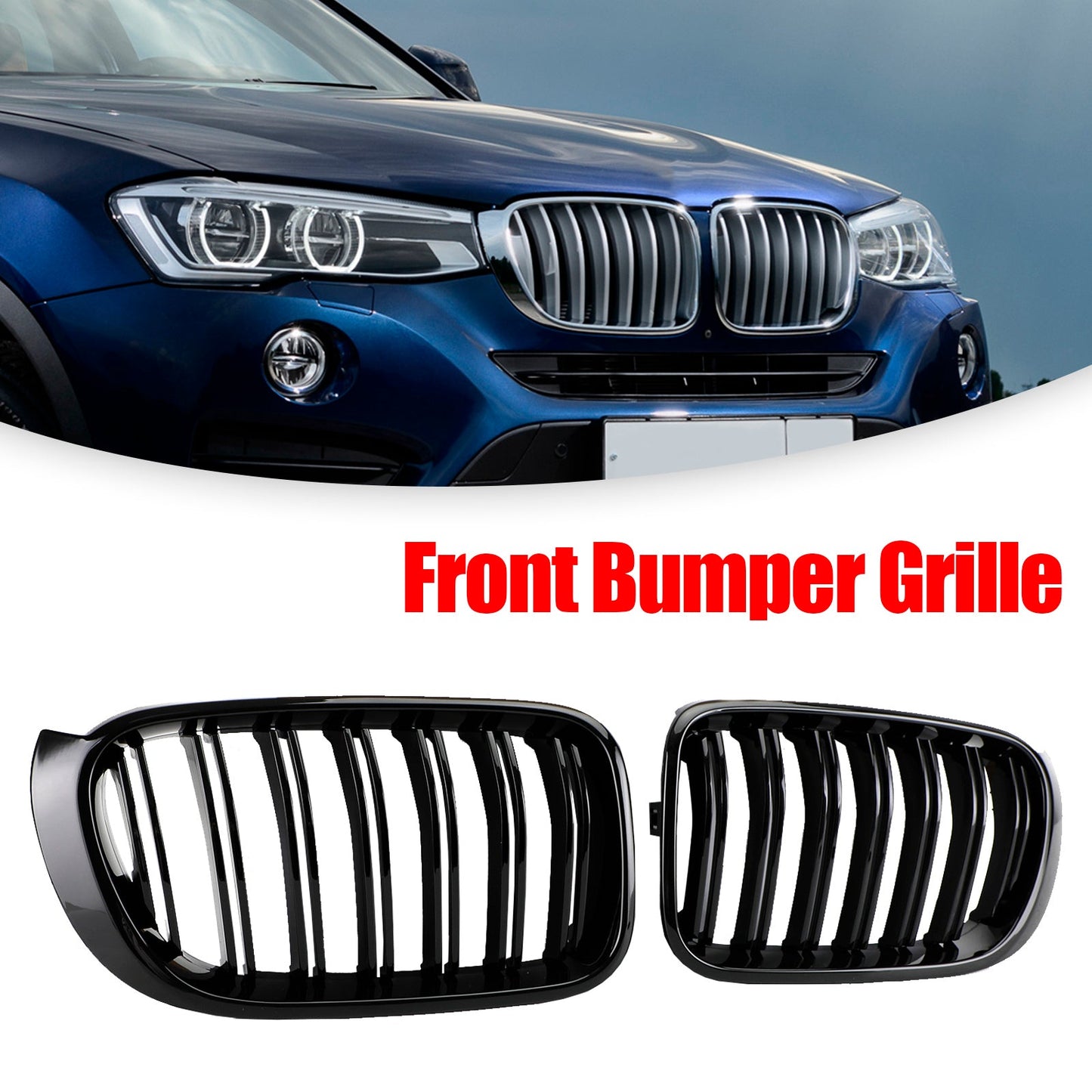 2014-2017 BMW X3 X4 F25 F26 Gloss Black Front Bumper Kidney Grille Grill