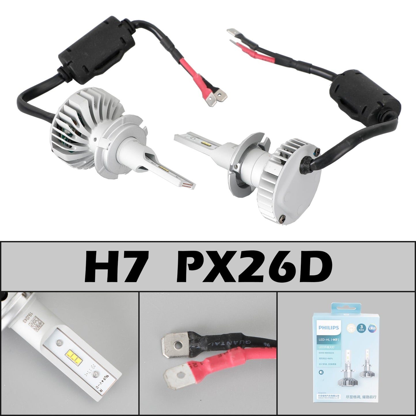 For Philips Ultinon LED-HL H7 6000K 12V14W White +160% Brighter For Ford