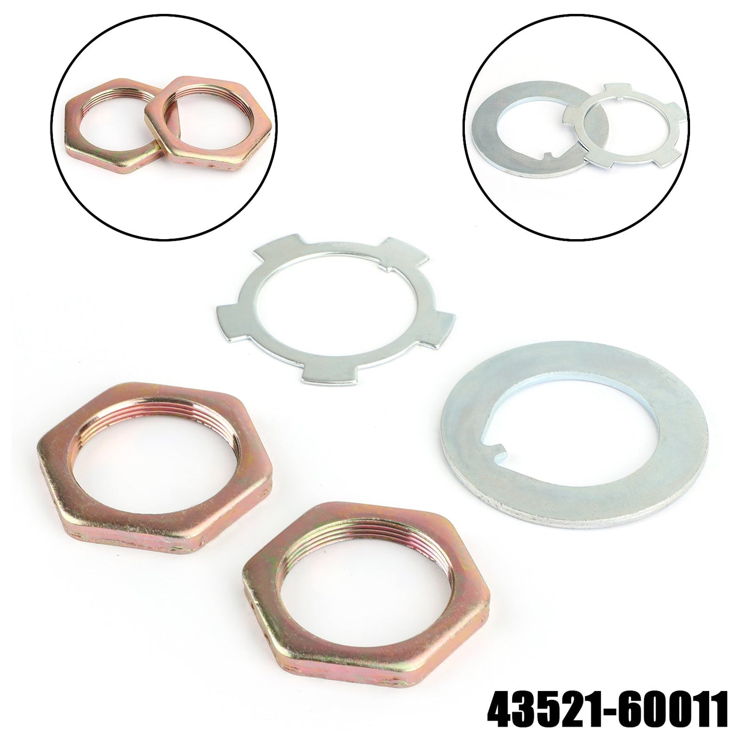 Front Axle Hub Spindle Lock Nut Washer Kit 43521-60011 For Toyota Hilux