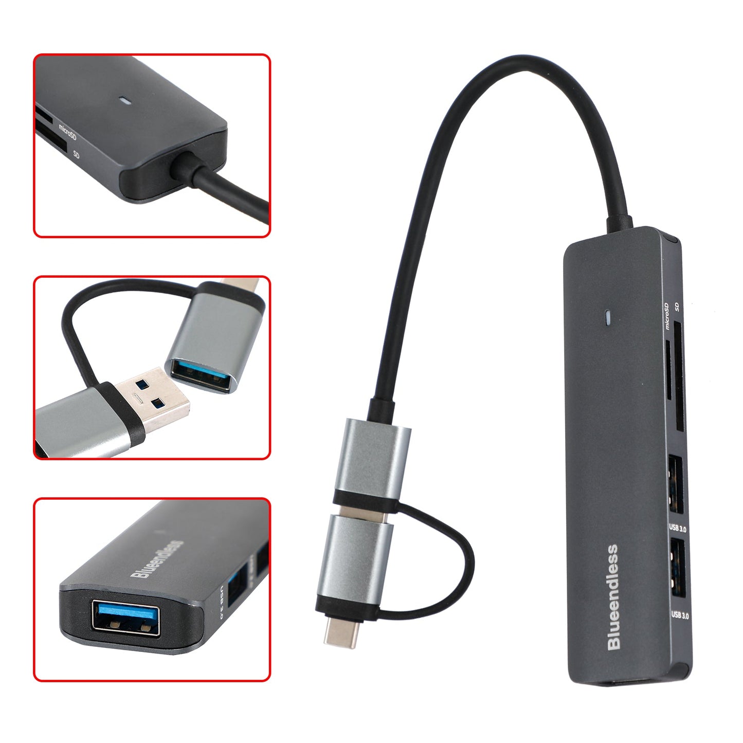 USB 3.0 4 in 1 USB C Hub Data Transmission for Macbook iPad Pro USB C Splitter