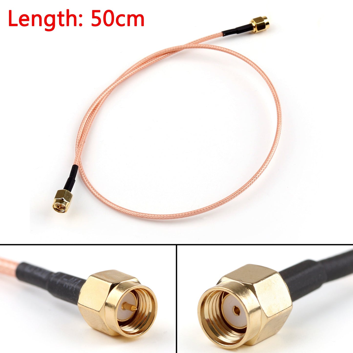 50cm RG316 Cable RP.SMA Male Jack To SMA Male Plug Straight Jumper Pigtail 20in