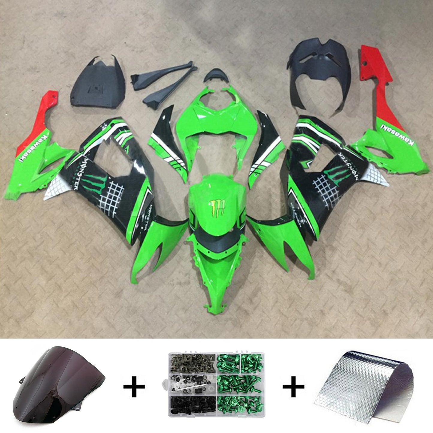 2008-2010 Kawasaki ZX10R Injection Fairing Kit Bodywork Plastic ABS#143