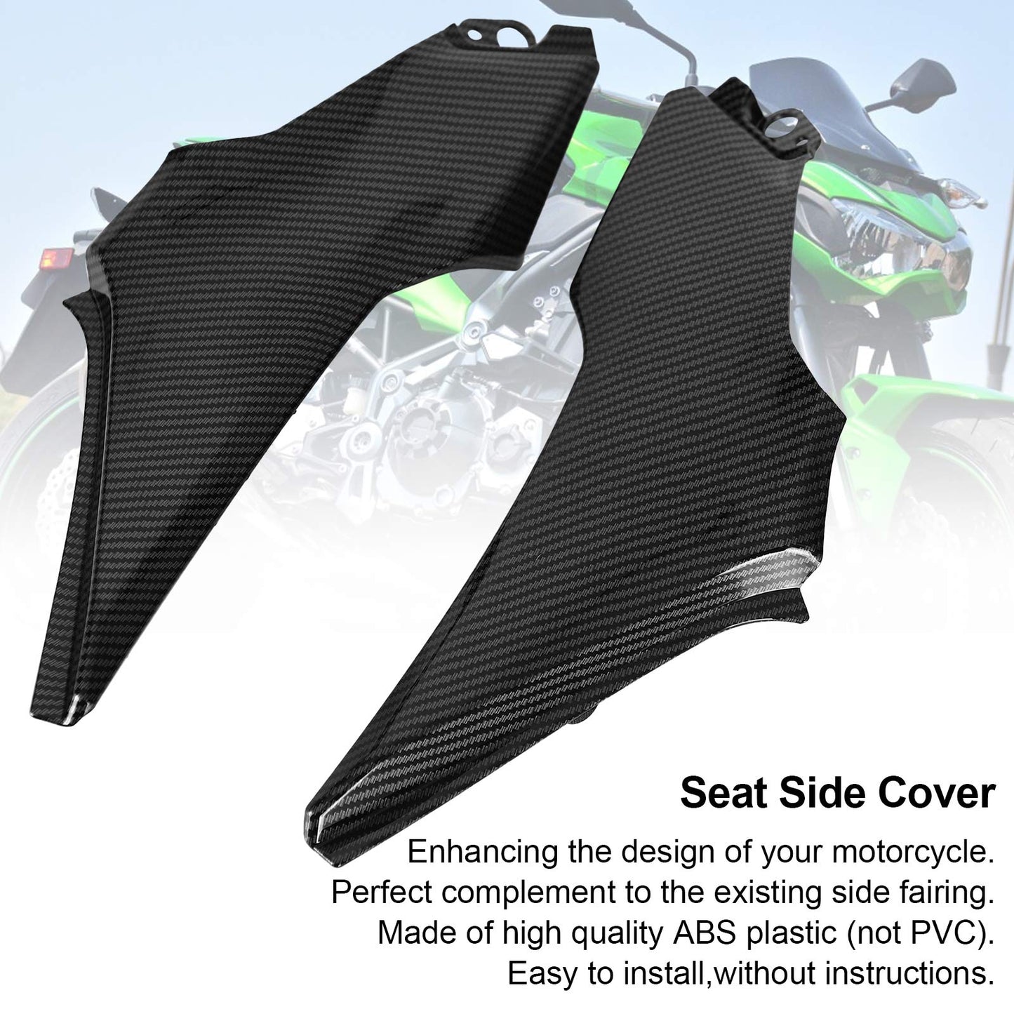 Seat Side Cover Bench patent leather Fairing Cowling For Kawasaki Z900 2017-2019
