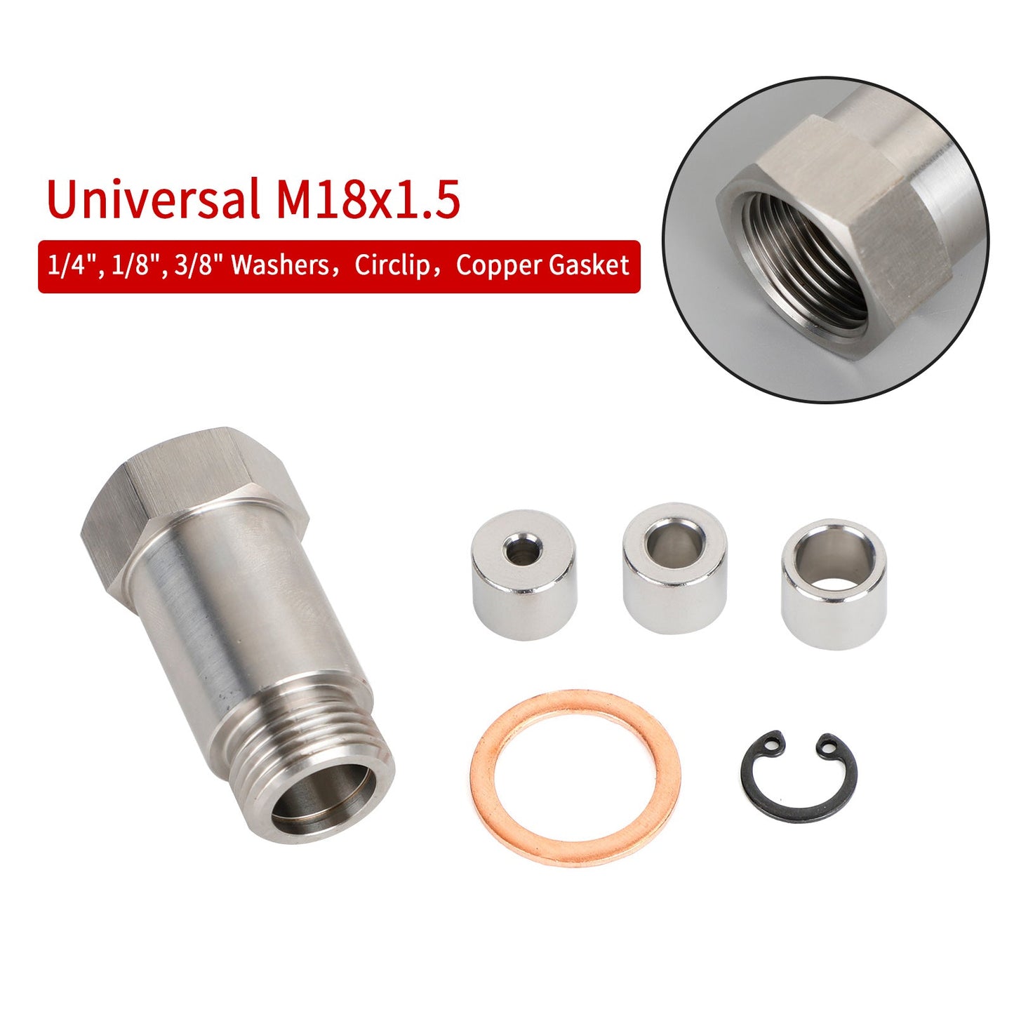 M18 X 1.5 O2 Oxygen Sensor Extension Extender Adapter Spacer 45MM Kit
