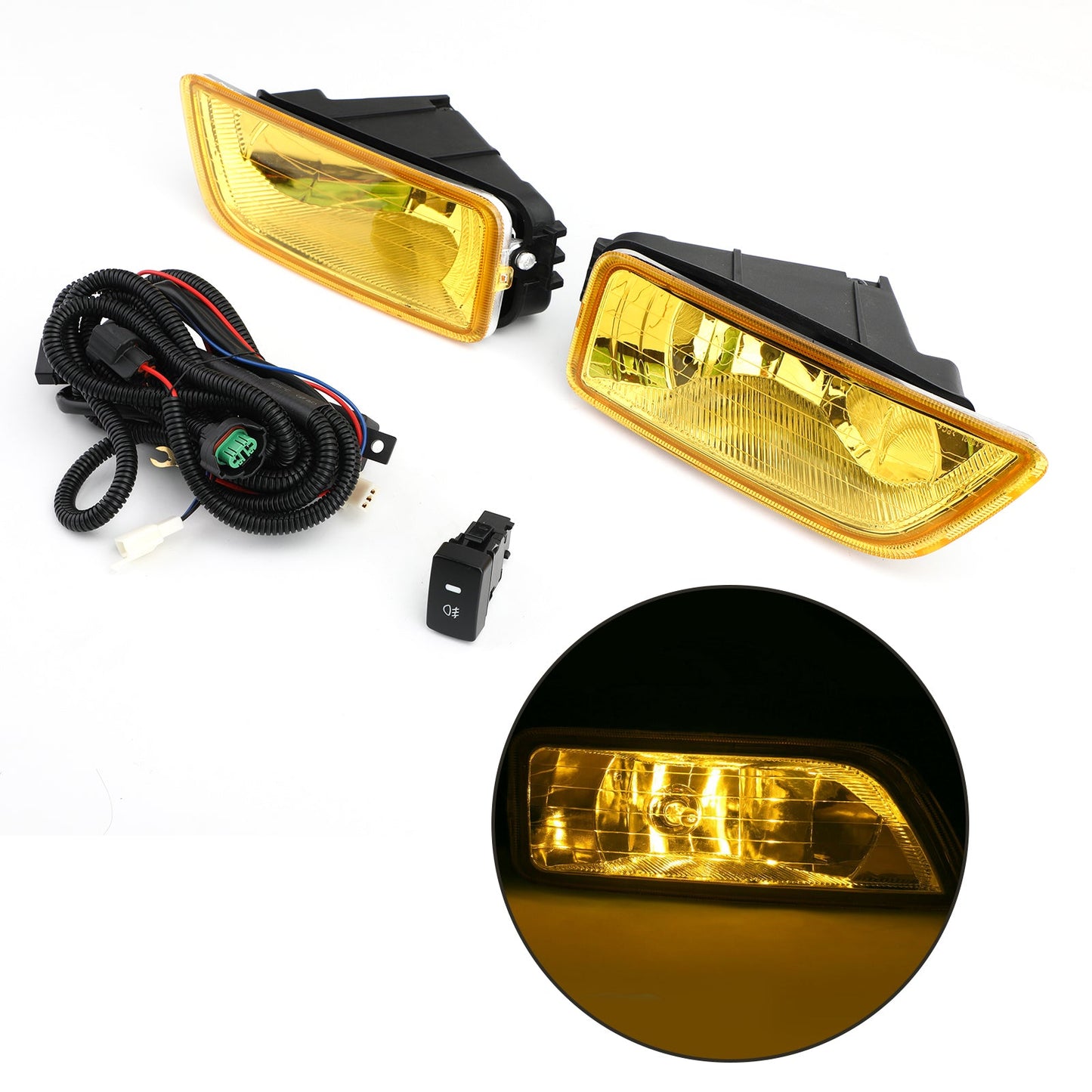 Lens Fog Lights + Switch Fit For 2003-2007 Honda Accord 2004-2008 Acura TL Yellow
