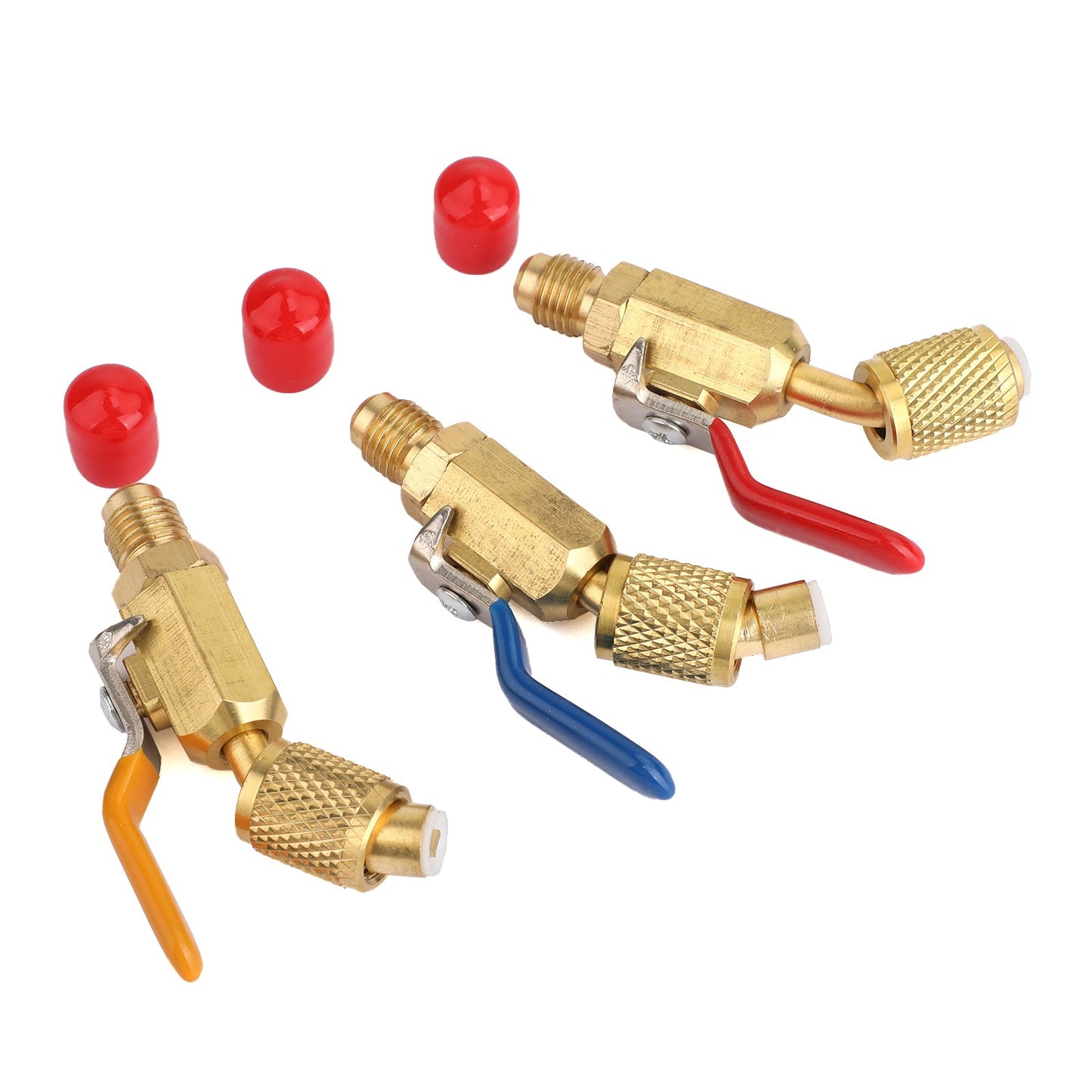 Areyourshop 3Pc Color Coded Shut Valves AC HVAC Refrigeration Charging Hoses For R410A R134A