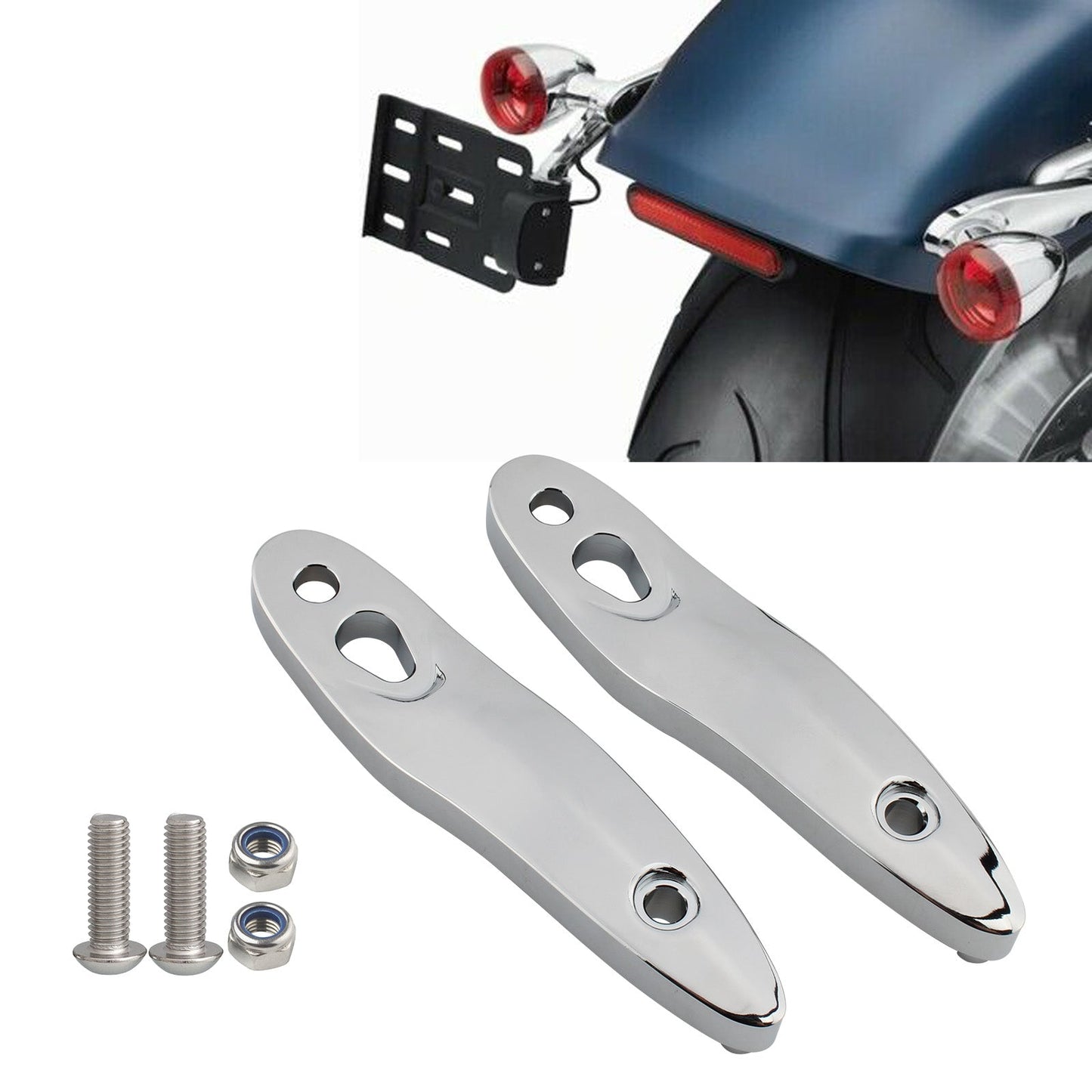 Turn Signal Extension Bracket License Plate Relocation Kit Fit for Softail 00-20 Black