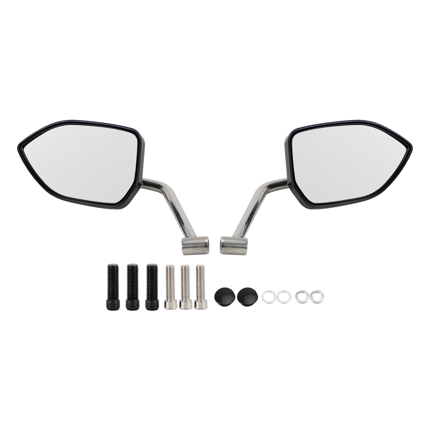 Motorbike Trike Wing Mirrors 10mm thread - High Quality - Black -Pair -Big View