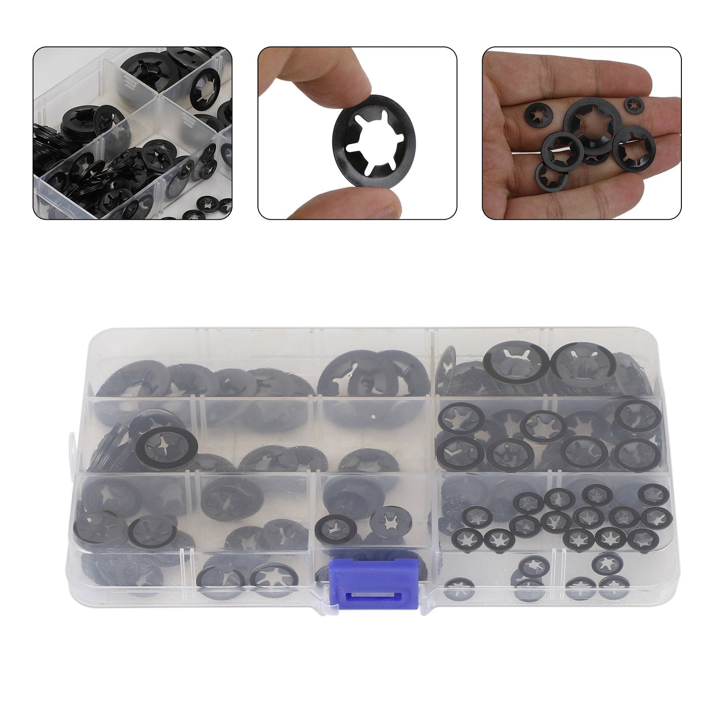 280Pcs Internal Tooth Star Lock Spring Quick Washer Push On Speed Nut Assortment