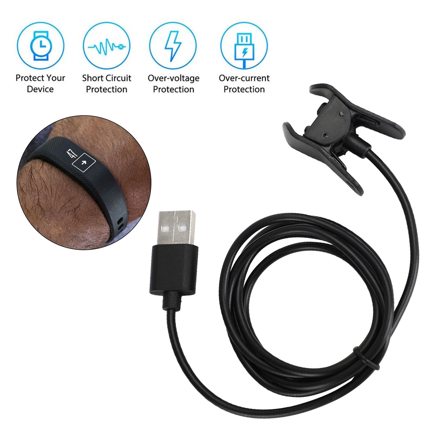 1m USB Charger Replacement Charging Cable Clip For vivosmart 3 Smart Bracelet