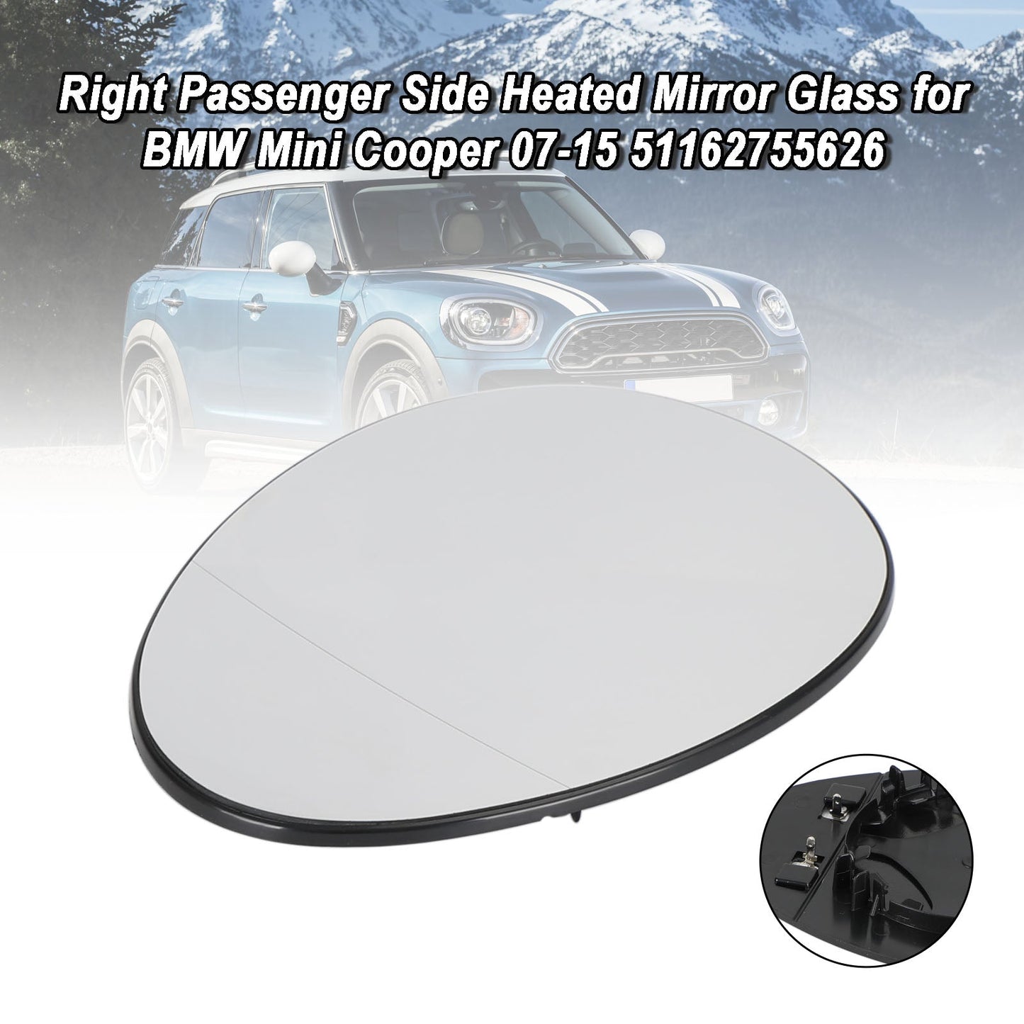 BMW Mini Cooper 2007-2015 51162755626 Right Passenger Side Heated Mirror Glass