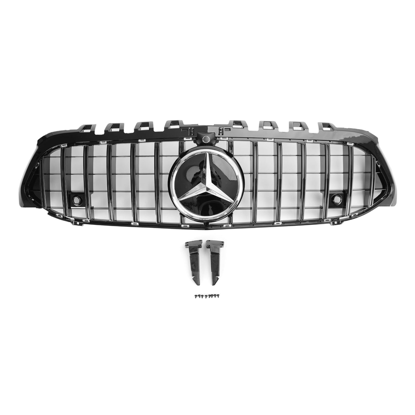 A-Class W177 2019-2023 Benz Mercedes Front Bumper Grille Black GT Style With Camera Hole