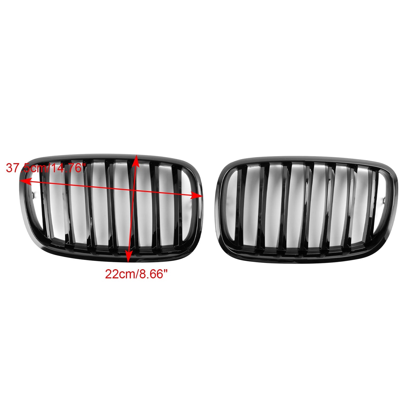 BMW X6 E71 2007-2014 / X6 M (E71) 2009-2014 / X6 Hybrid E72 2008-2011 Front Bumper Kidney Grille Grill Gloss Black