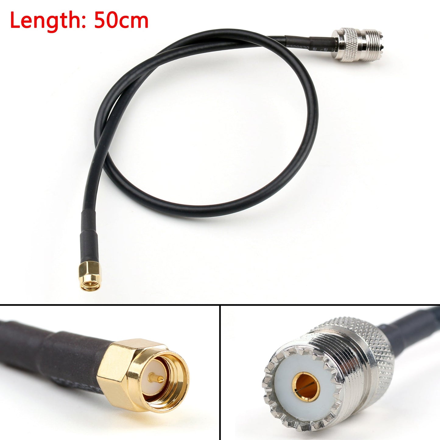 50cm RG58 Cable SMA Male Plug To SO239 UHF Female Jack Straight Pigtail 20in