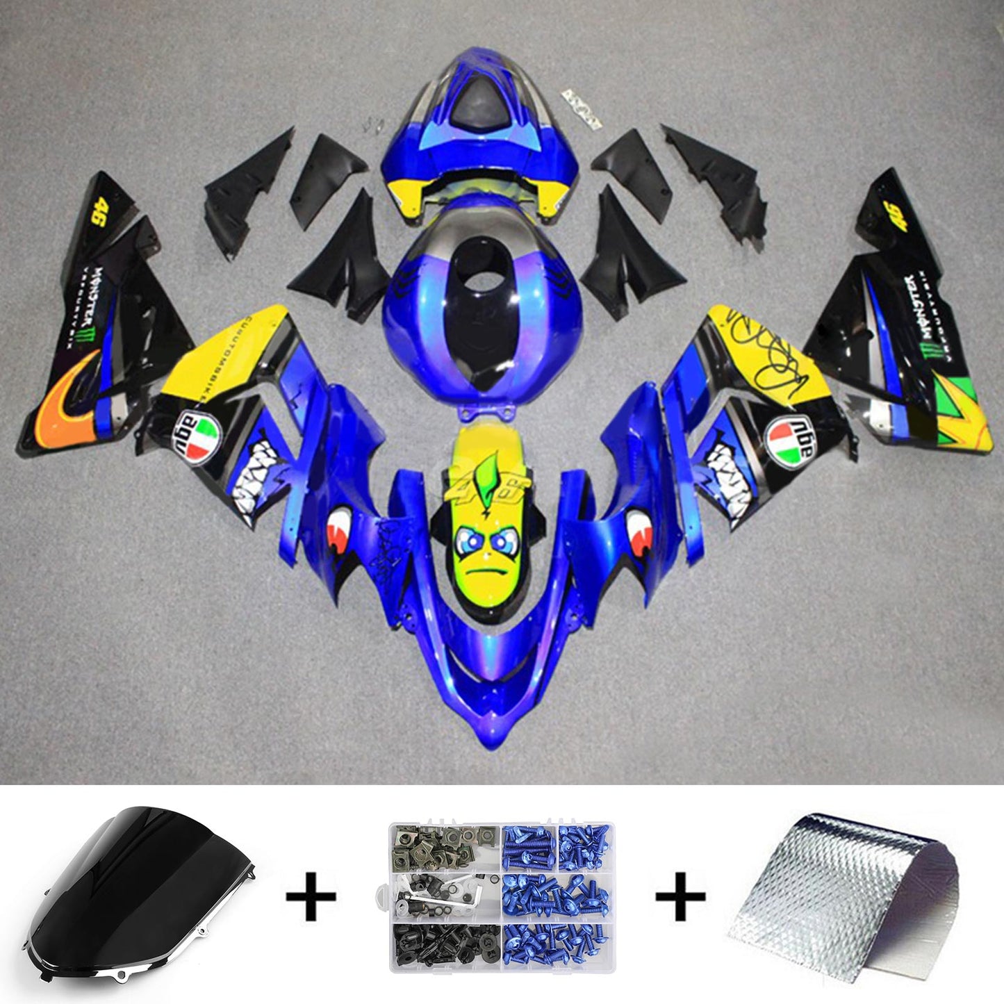 2004-2005 Kawasaki ZX10R Injection Fairing Kit Bodywork Plastic ABS#131