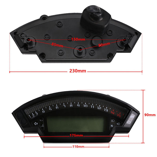 Universal Motorcycle Black Tft Digital Speedometer 14000Rpm Backlight Odometer