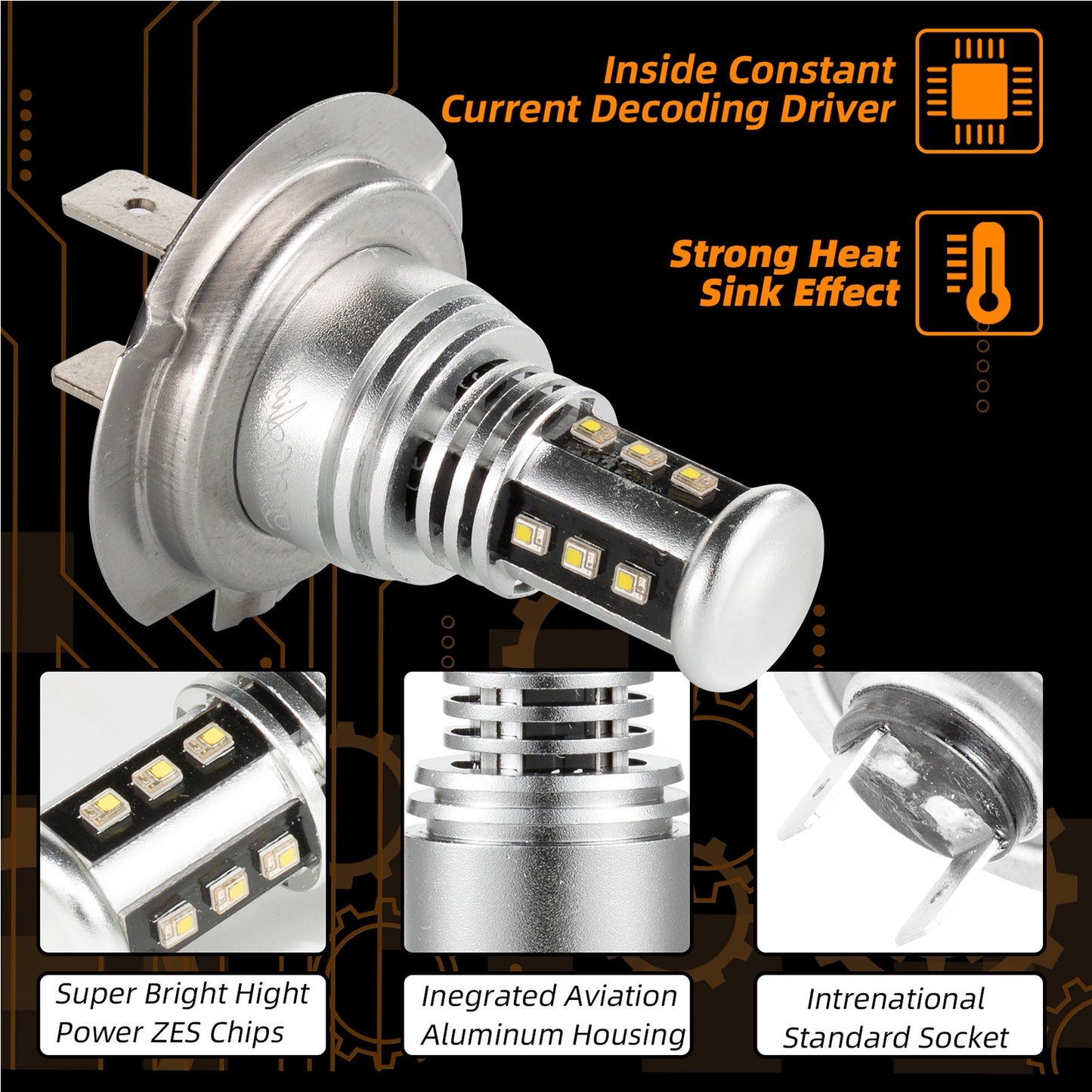 LED Headlight 6000K 2000W 300000LM Low Beam bulbs High Power