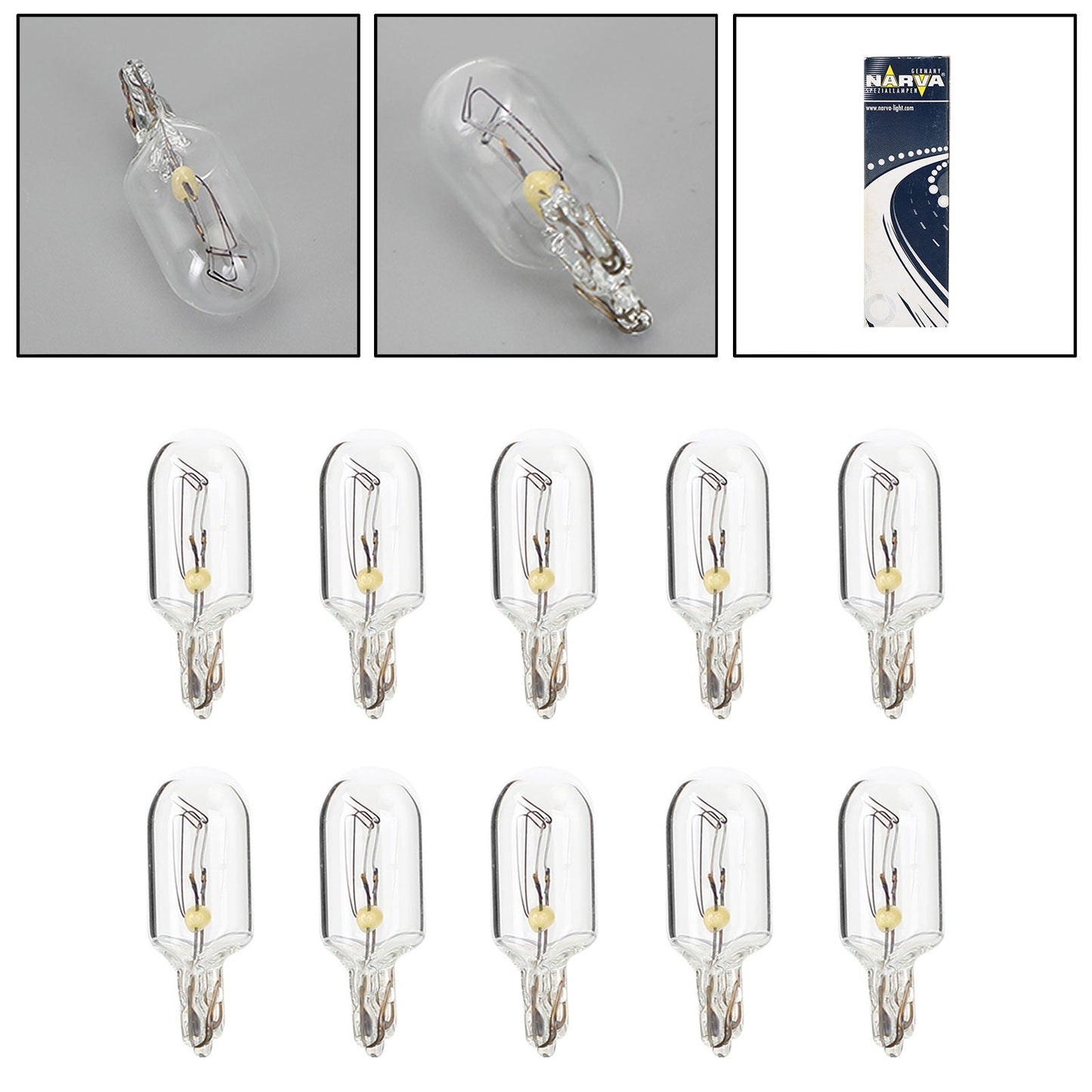 10x For NARVA 11197 Car Auxiliary Bulbs W5W 24V5W W2.1*9.5d