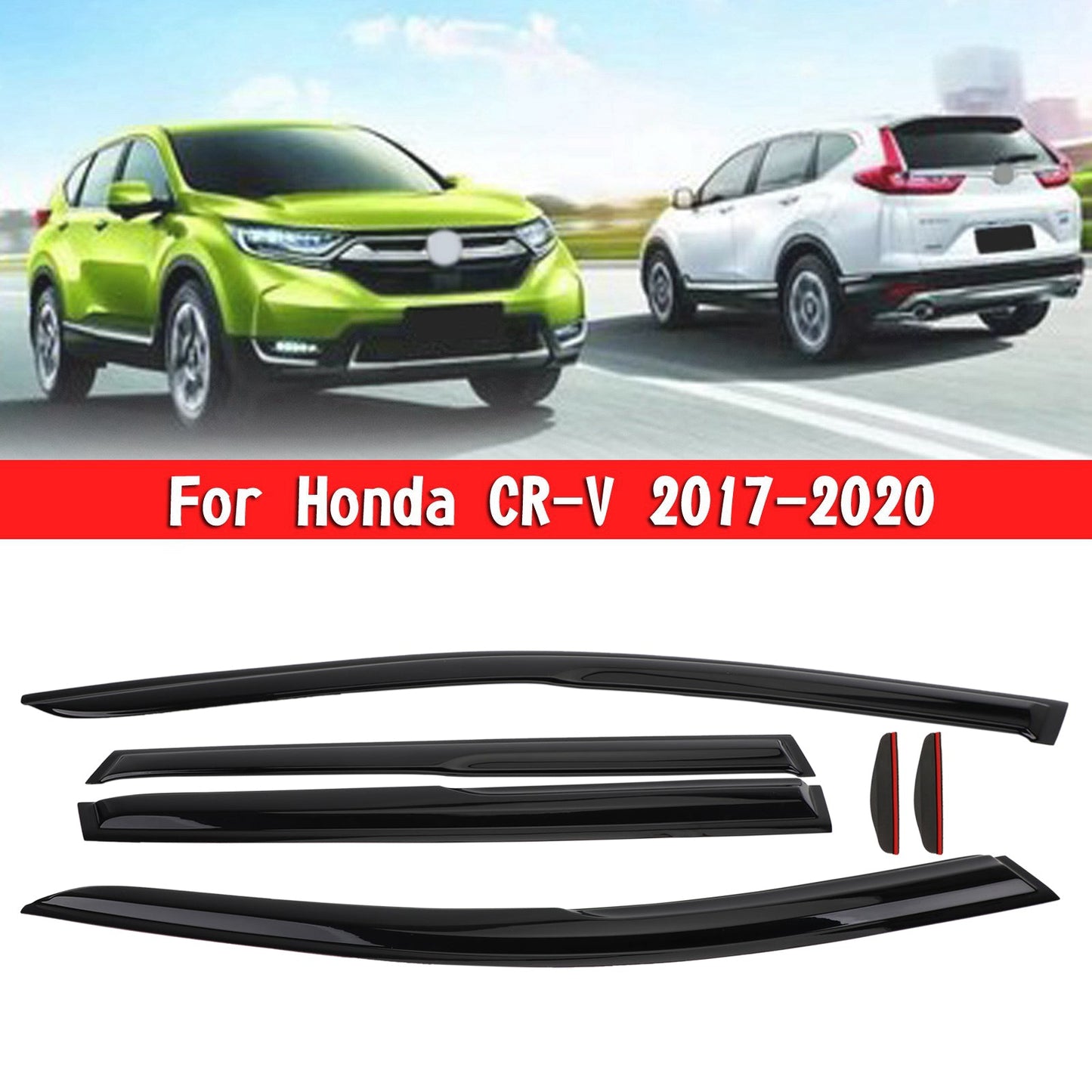 Car Window Sun Rain Guard Visors Kit 6PCS For Honda CR-V 2017-2020