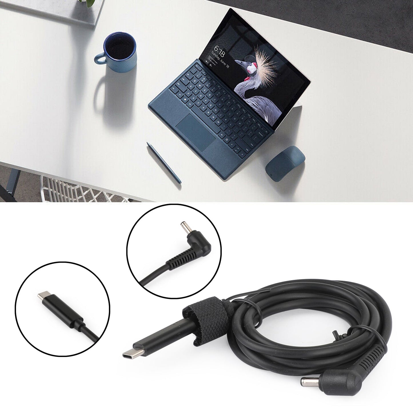 1.5m Type-C PD USB Charger Cable 4.0*1.35mm Fit for ASUS Zenbook Vivobook