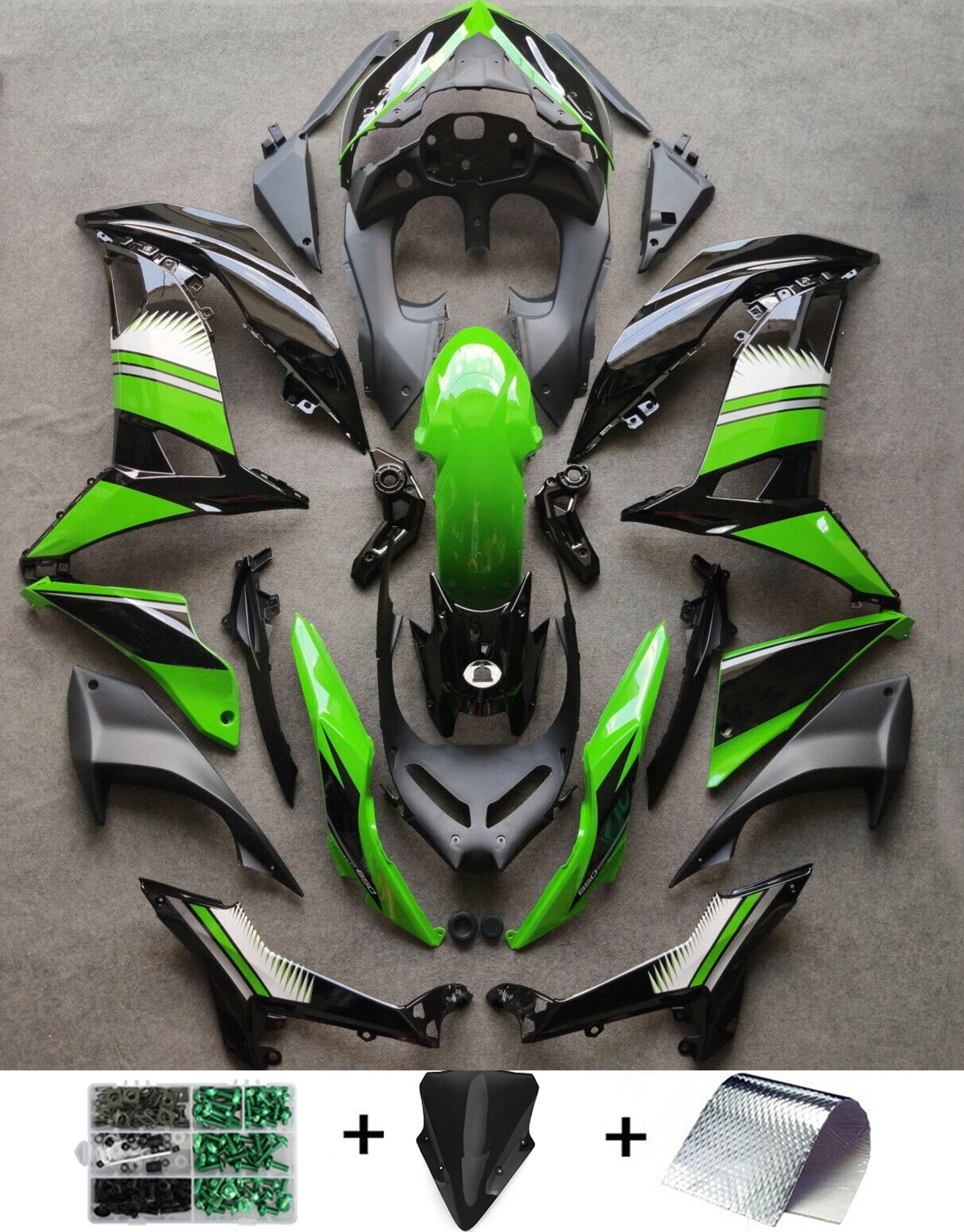 2017-2019 Kawasaki Ninja 650 EX650 Amotopart Fairing Green Kit