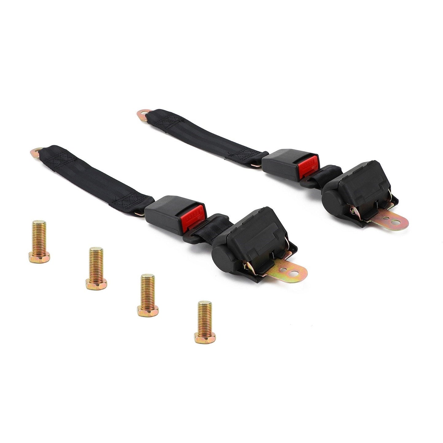 Universal Adjustable 2 Sets 2 Point Retractable Auto Car Safety Seat Belt Buckle