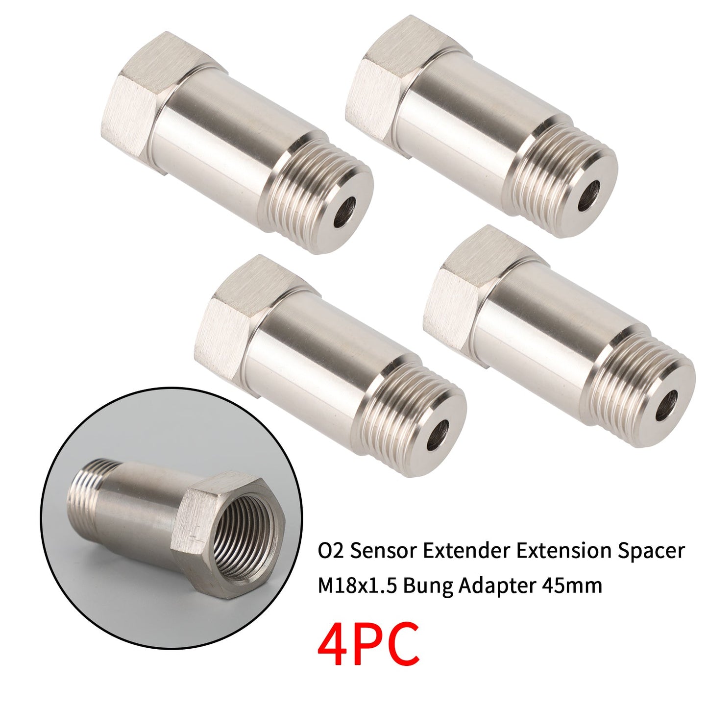 4PCS Sensor Test Pipe Extension Extender Adapter Spacer M18 X 1.5 Bung 45mm