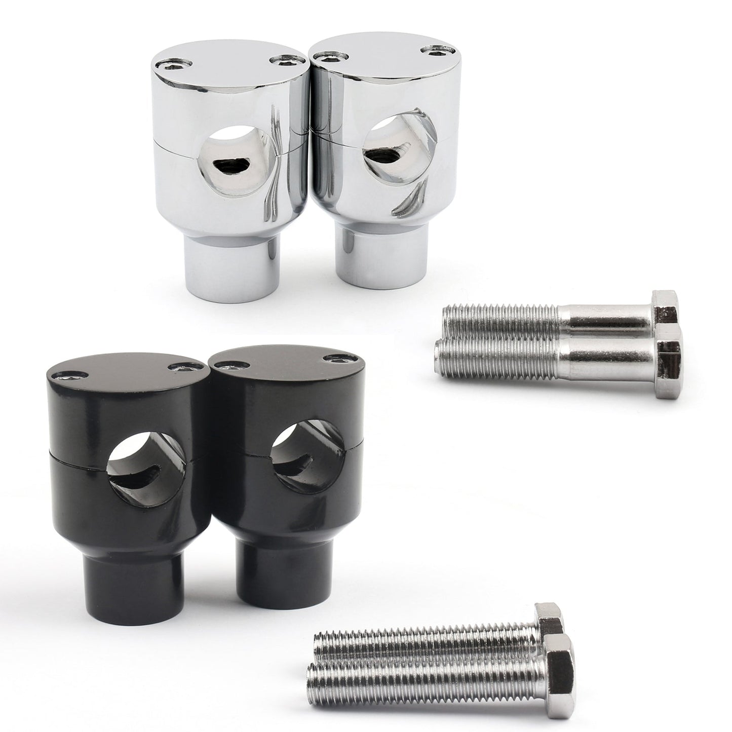 Handle Bar Riser Risers Mount Mounting Clamps Motorcycle Bike 7/8" 22mm Black