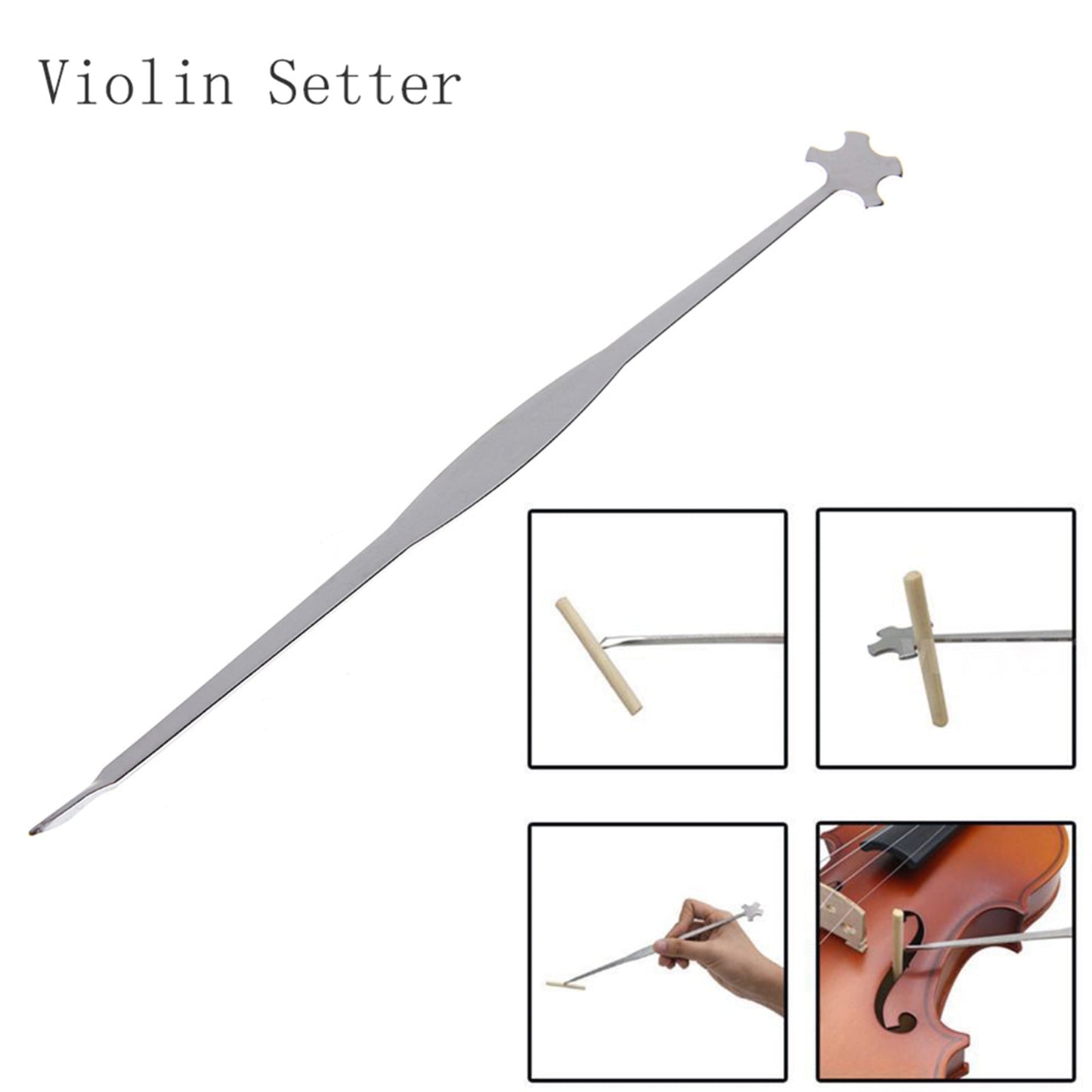 Luthier Violin Tool Silver Stainless Steel Sound Post Setter Parts Accessories