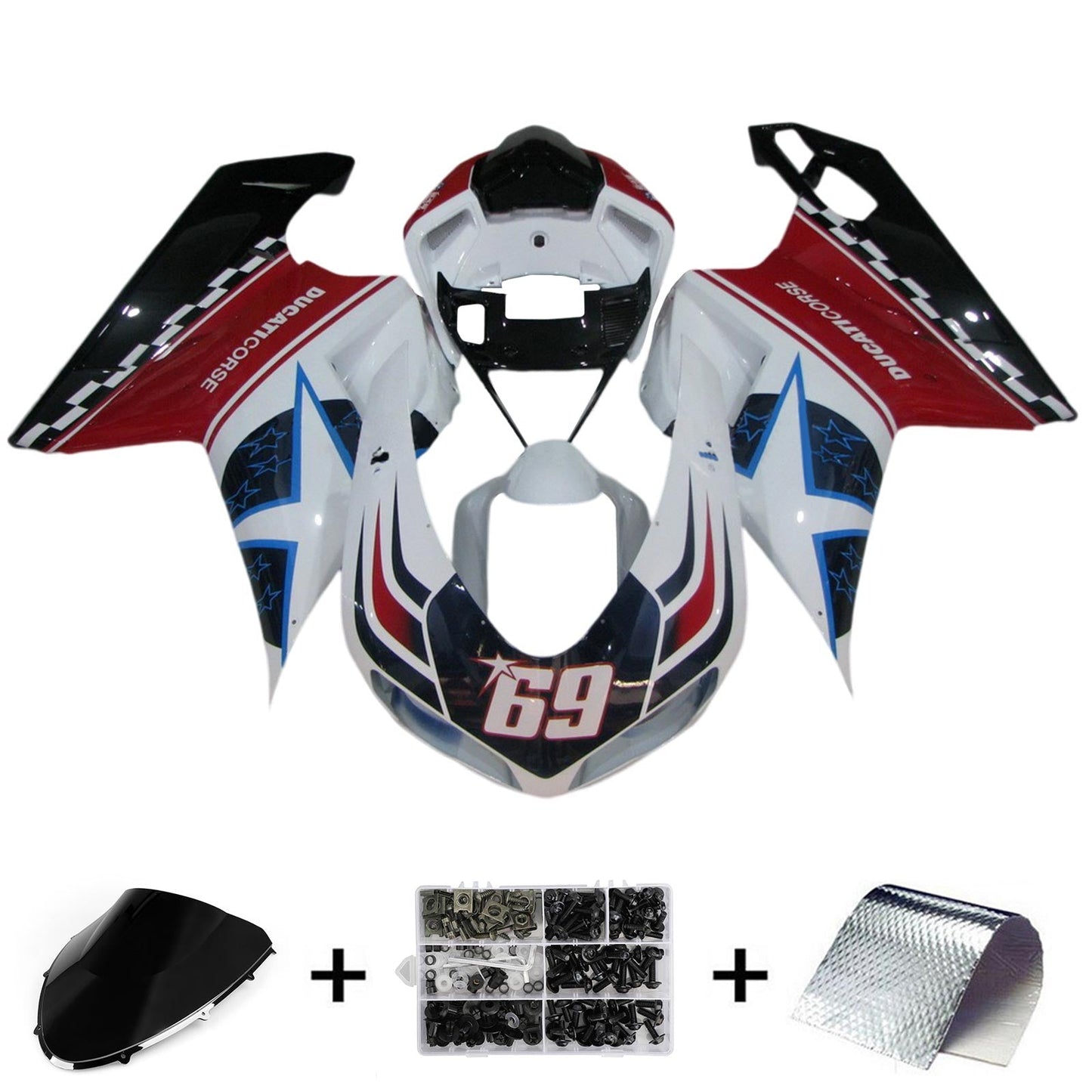 2007-2011 Ducati 1098 1198 848 Fairing Kit Bodywork ABS