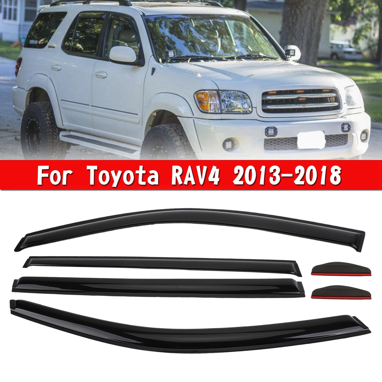 Car Window Sun Rain Guard Visors Kit 6PCS For Toyota RAV4 2013-2018