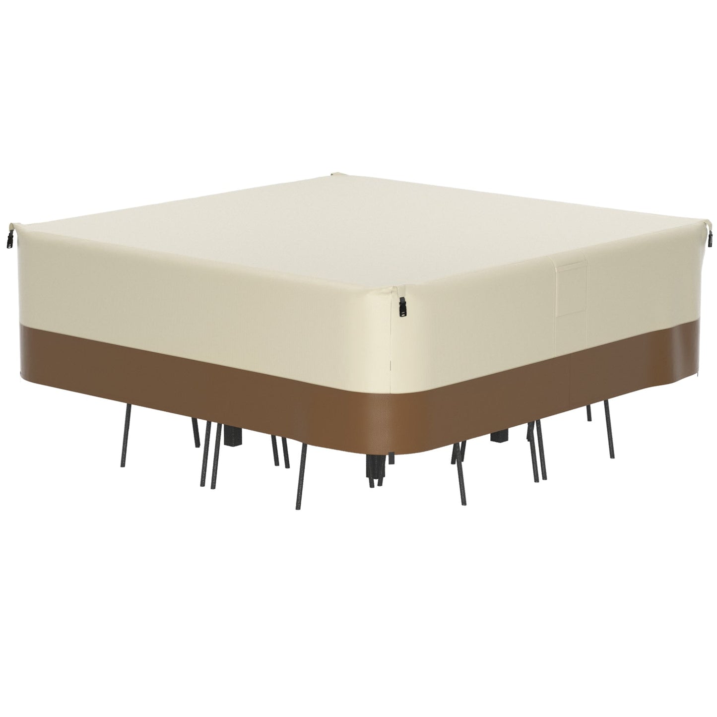 420D Square Waterproof Patio Furniture Cover for Outdoor Table and Chairs