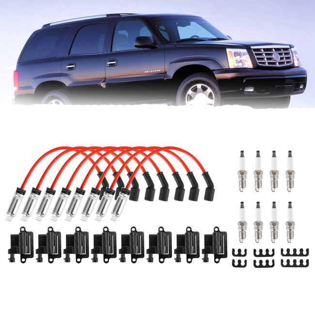 1999 - 2006 Chevrolet Silverado 1500 8 Pack Square Ignition Coil & Spark Plug Wire 12556893 12558693 12570553 3859078 38590782 521618