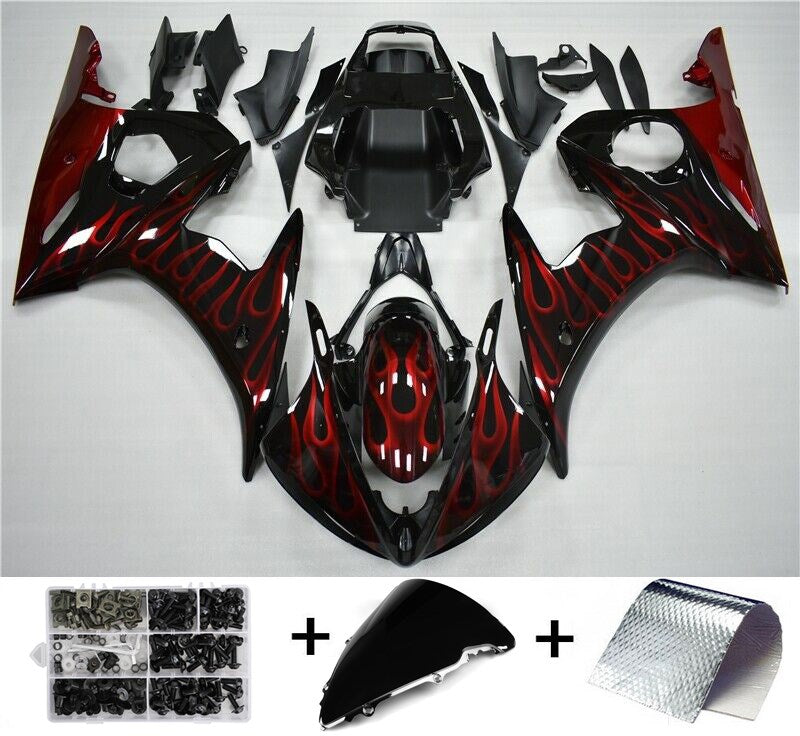 2005 Yamaha YZF R6 Amotopart Fairing Red Flame Kit