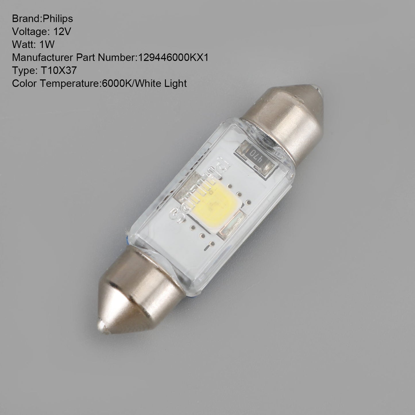 For Philips 129446000KX1 Car Ultinon LED Miniature Bulb T10X37 6000K 12V