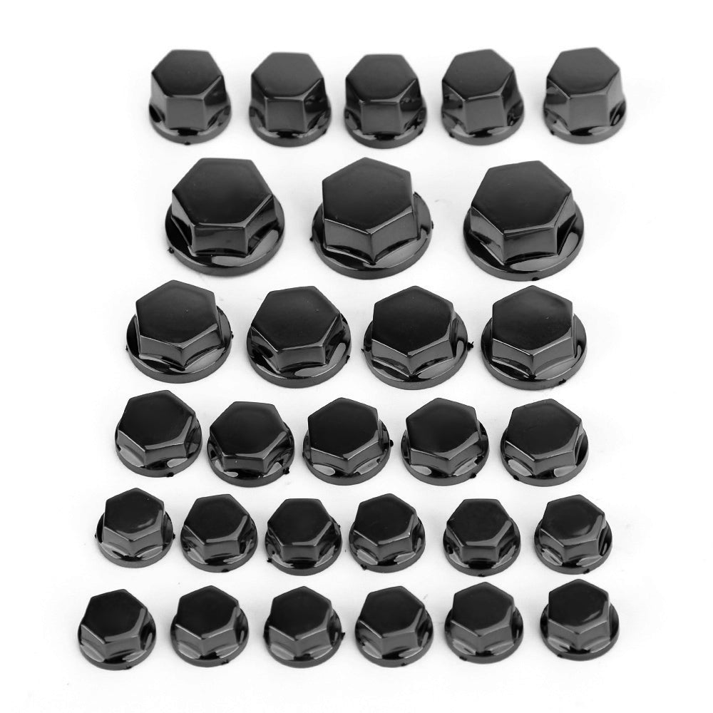 30pcs Motorcycle Black Plastic Hexagon Socket Screw Covers Bolt Nut Cap Cover