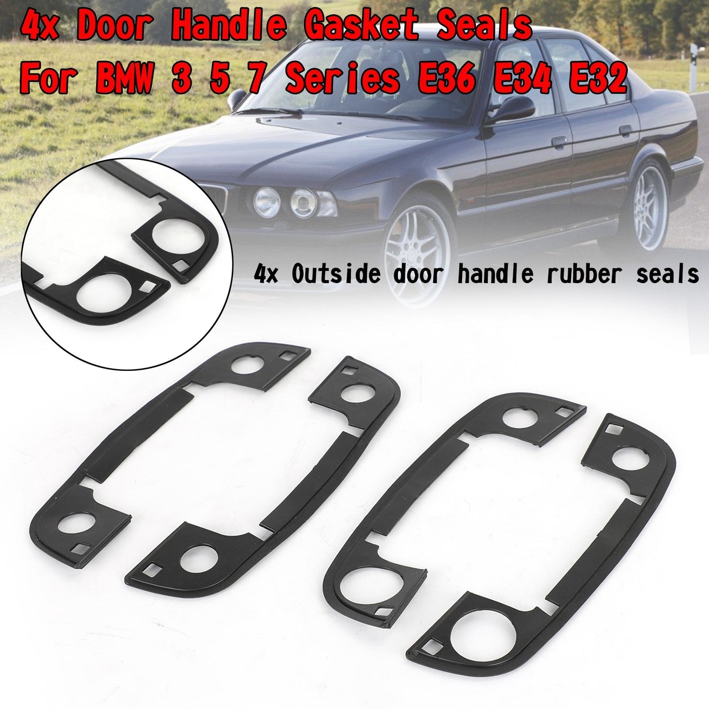 4x Door Handle Gasket Rubber Seals For BMW 3 5 7 Series E36 E34 E32