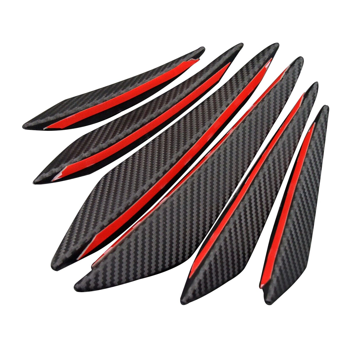 6pcs Universal Car Front Bumper Fins Spoiler Canards Refit Carbon Fiber Look