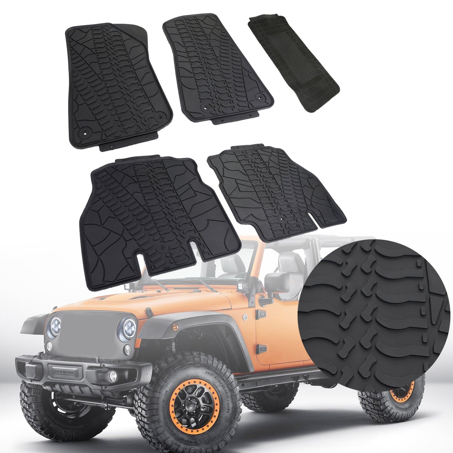 Floor Mats Liners for 2018-2020 Wrangler JL 4-Door Unique TPE