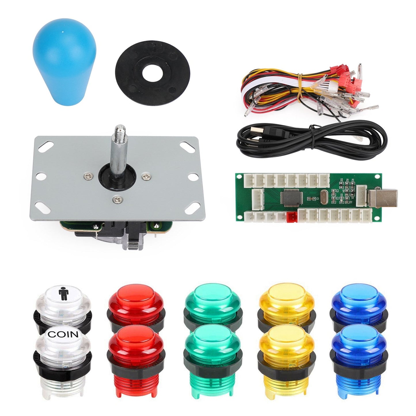 Arcade 1 Player DIY Kit 5V LED Buttons for Arcade PC Games Mame Raspberry pi