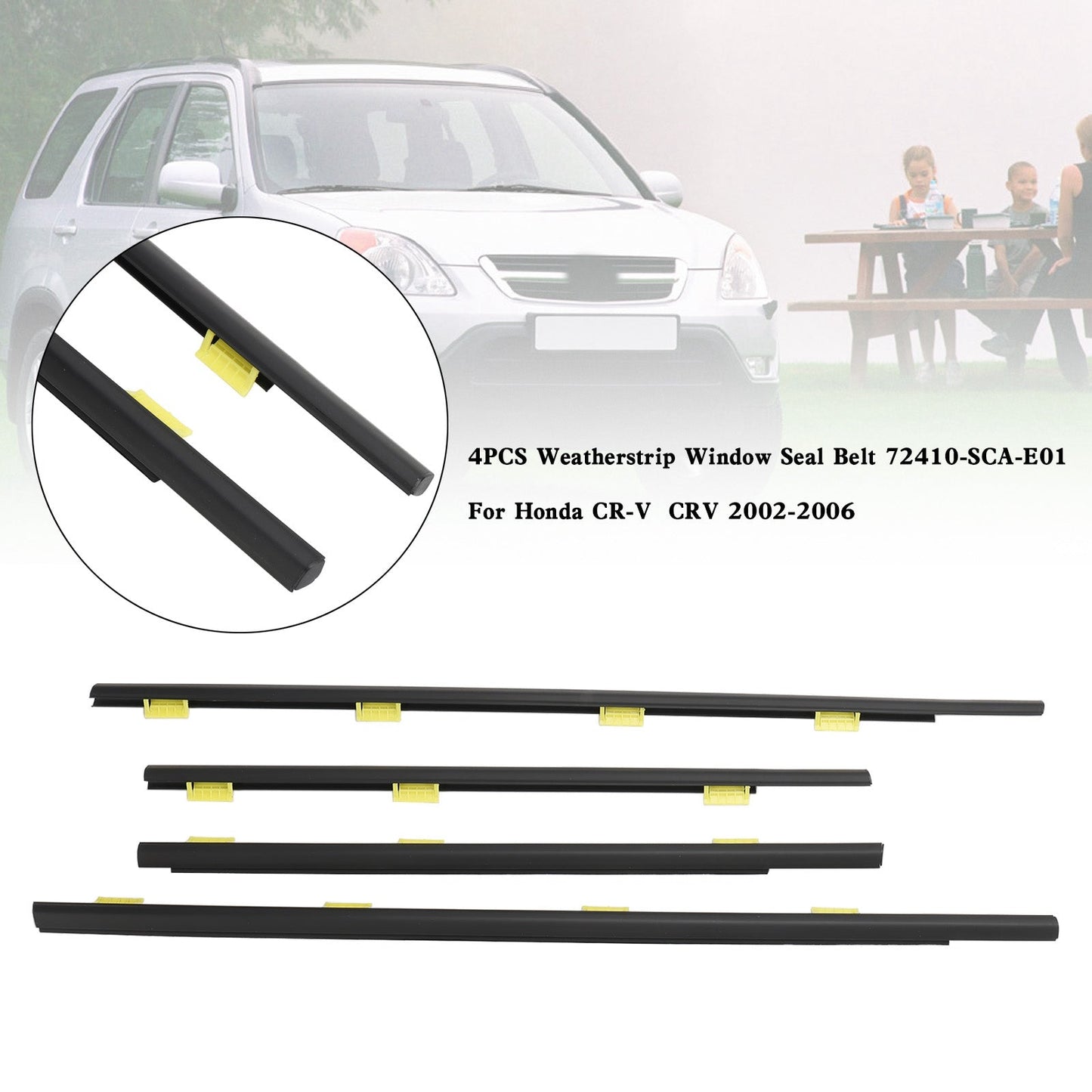 2002-2006 Honda CR-V CRV Weatherstrip Window Seal Belt 72410-SCA-E01 4PCS