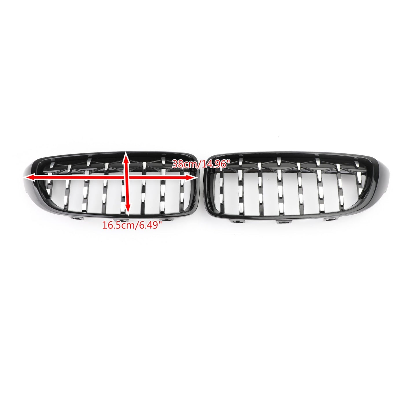 2014-2018 BMW 4 Sereis F32 F33 F36 F82 M4 All Models Black & Chrome Diamond Front Upper Grille