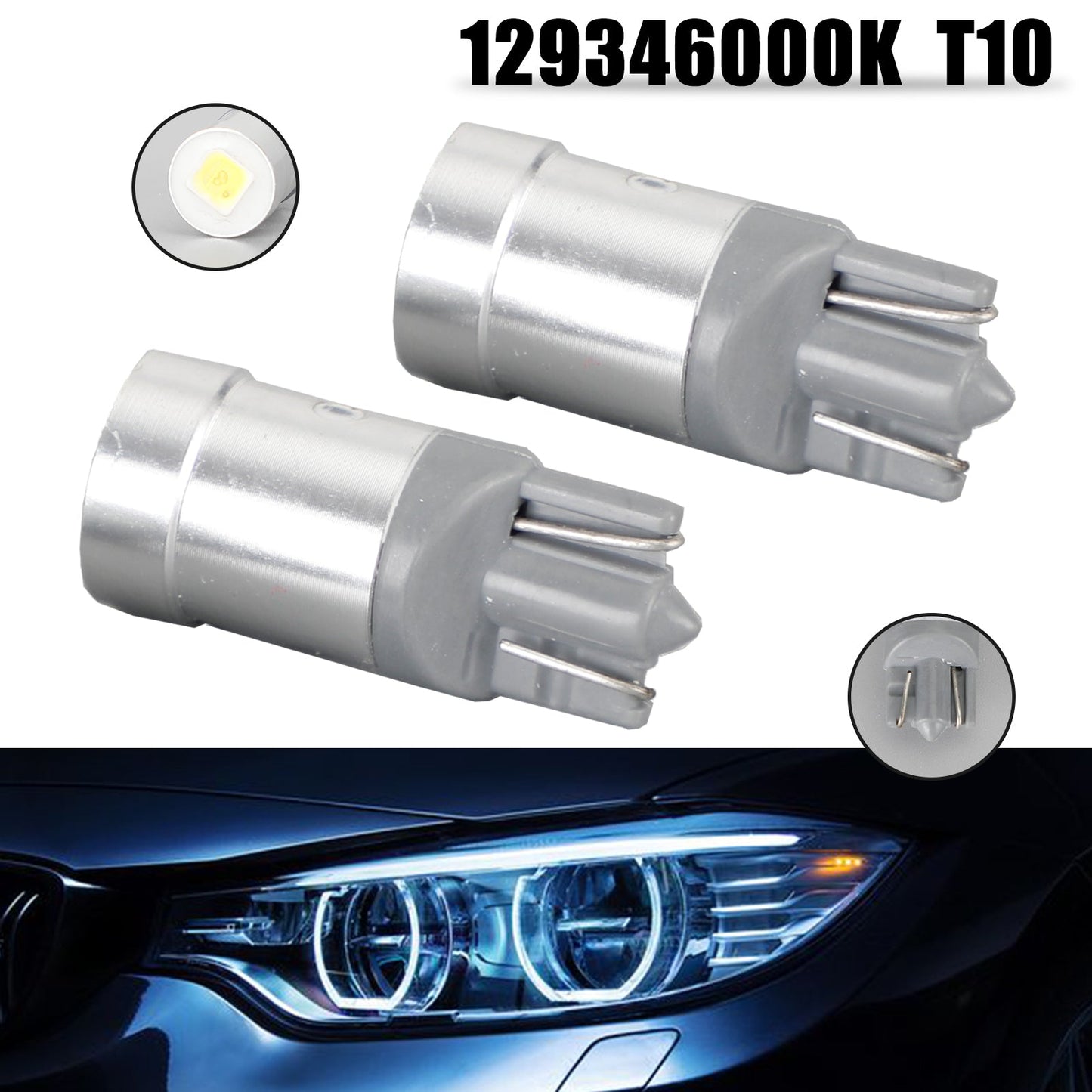 For Philips 129346000KX2 Car Xenon White Vision LED T10 12V1W W2.1*9.5D