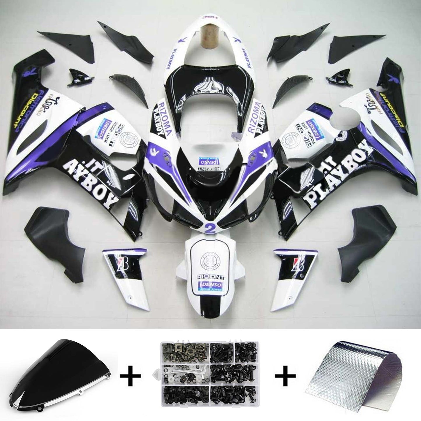 2005-2006 Kawasaki ZX6R 636 Amotopart Injection Fairing Kit Bodywork Plastic ABS #142