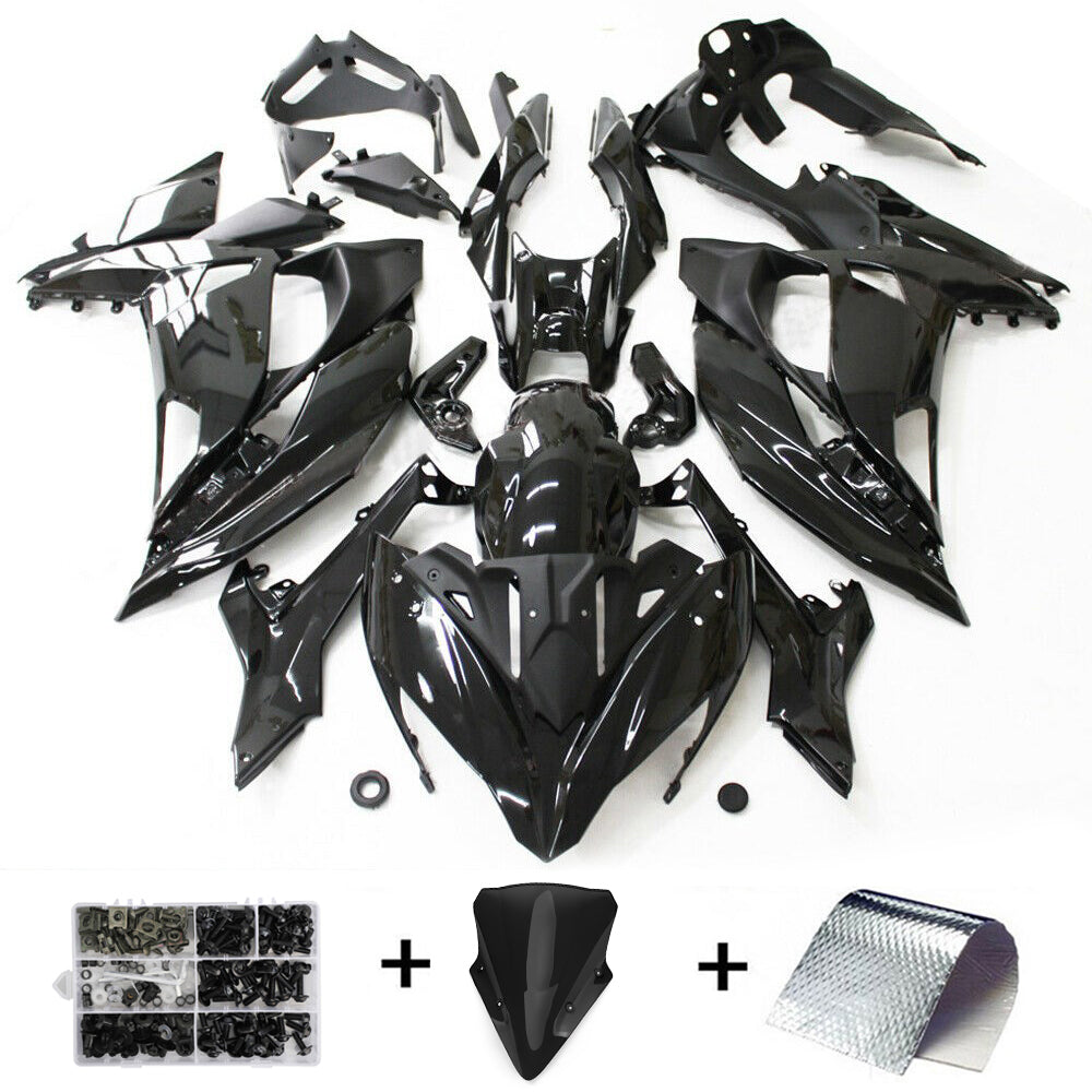 2017-2019 Kawasaki Ninja 650 EX650 Gloss Black Injection Fairing Kit Plastic #13